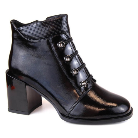 Filippo W PAW490 černé zateplené lakované boty na jehlovém podpatku
