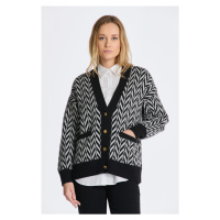 SVETR GANT MULTICOLOR HERRINGBONE CARDIGAN černá