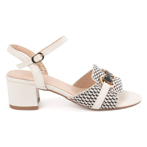Goodin Módní bílé sandály dámské na širokém podpatku