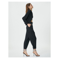 Koton Barrel Fit Trousers High Waist Relaxed Fit Cargo Pocket