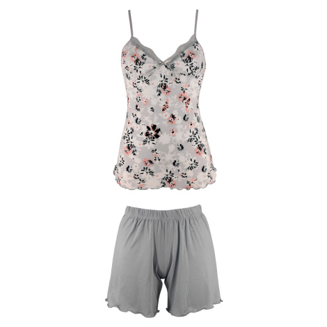 Samla letní pyžamo pro ženy s kraťásky světle šedá