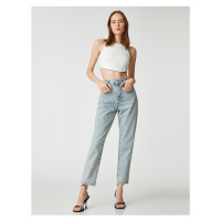 Koton High Waist Jeans Volný střih Light Slim Leg - Mom Jeans