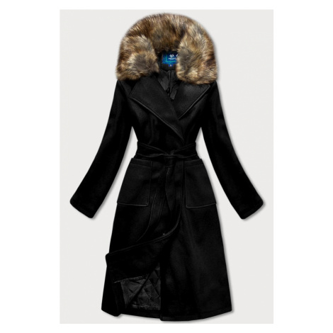 Černý dámský kabát s kožíškem (SASKIA) Ann Gissy
