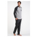 Pánské pyžamo Italian Fashion Morten - dlouhé z bavlny Šedo-tmavěšedá