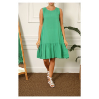 armonika Women's Grass Green Sleeveless Skirt with FRILLAGE DRESS