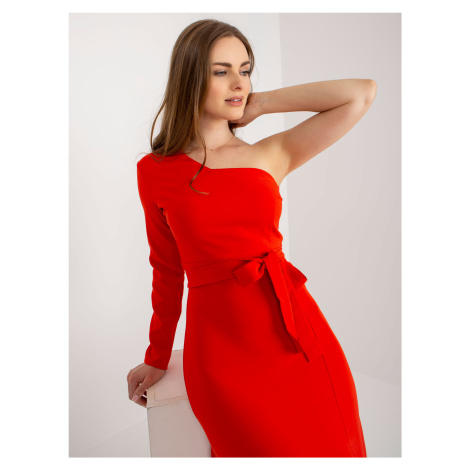 Červené maxi společenské šaty s rozparkem Fashionhunters