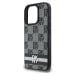 DKNY PU Leather Checkered Pattern and Stripe Zadní Kryt pro iPhone 16 Pro Black