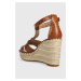 Kožené sandály Lauren Ralph Lauren Hale II dámské, hnědá barva, na klínku