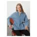 Trendyol Blue Oversize Tie-Up Denim Shirt