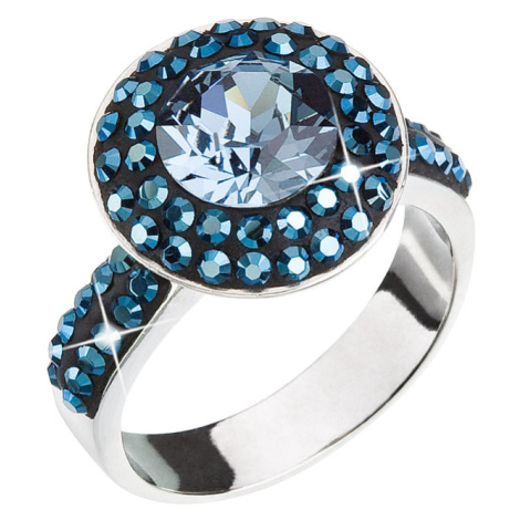 Evolution Group Stříbrný prsten s krystaly modrý 35019.5