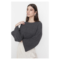 Trendyol Anthracite Crop Spanish Sleeve Knitwear Sweater