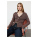 Trendyol Brown Premium Yarn/Special Yarn Polo Neck Knitted Cardigan