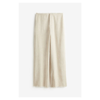 H & M - Kalhoty z lněné směsi's roztřepenými lemy - béžová
