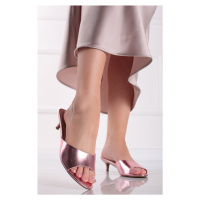 Růžové pantofle na tenkém podpatku Zarah
