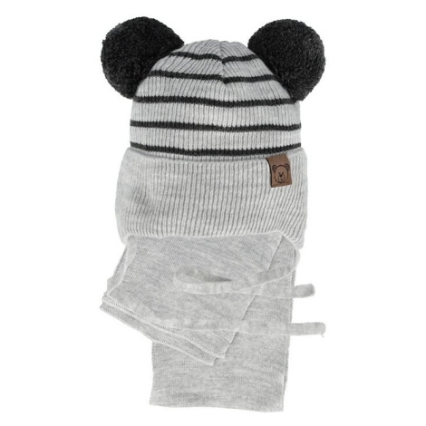 Chlapecká čepice AJS 48-317 - se šálou Světle šedá