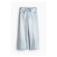 H & M - Wide High Cropped Jeans - modrá