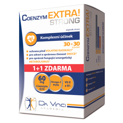 Coenzym Strong 60 mg DaVinci 1+1 ZDARMA 60 tobolek Coenzym EXTRA!