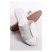 Bílé kožené pantofle 2-27137