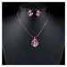 Francesca Petrucci Souprava náhrdelníku a náušnic Swarovski Elements Jeanne SET0045 Růžová 38 cm