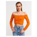 Dilvin 10201 Off-Shoulder Gathered Sweater-orange