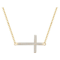Beneto Pozlacený stříbrný náhrdelník s křížkem AGS196/47-GOLD