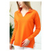 83295 Dewberry Polo Neck Long Sleeve Slit Sweater-ORANGE