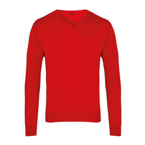Premier Workwear Pánský pletený svetr PR694 Red -ca. Pantone 200
