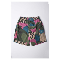 Kraťasy by Parra Distorted Camo Shorts pánské, růžová barva, 51441