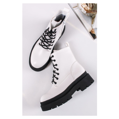 Bílé šněrovací kotníkové boty Lucca Ideal