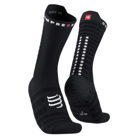 COMPRESSPORT Cyklistické ponožky klasické - PRO RACING SOCKS V4.0 ULTRALIGHT BIKE - černá/bílá