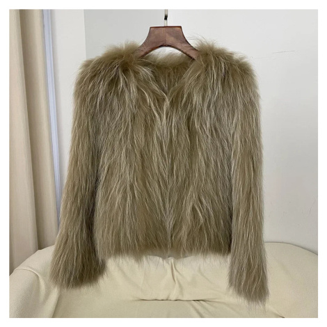 Dámský kožený kabát z pravé mývalí kožešiny