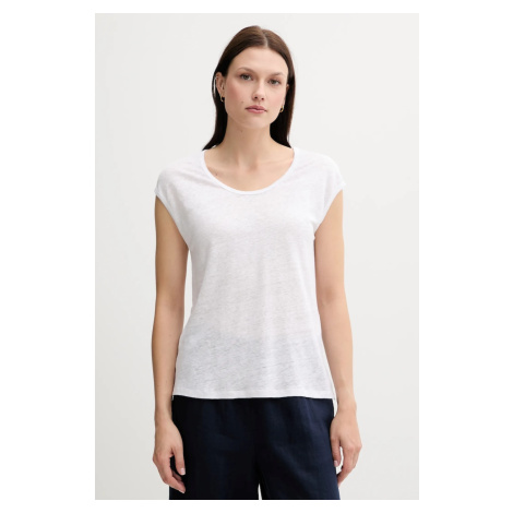 Plátěné tričko United Colors of Benetton dámské, bílá barva, 37UJE16B1