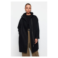 Trendyol Black Oversize široký střih dlouhý prošívaný kabát