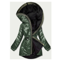 Zelená dámská bunda s ozdobným prošíváním (B8092-10)
