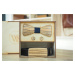 Wood Style Set Hranatý Modrotisk  -  opasek, motýlek a manžetové knoflíčky Obvod pasu: 95, Barva