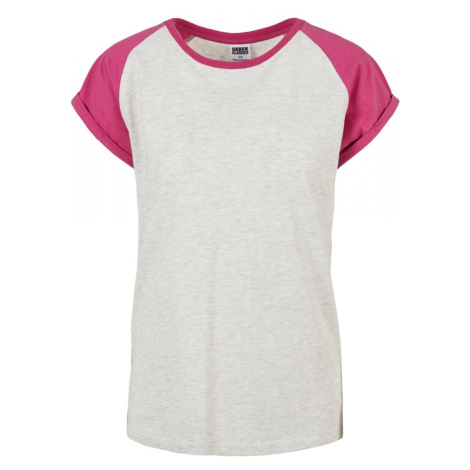 Ladies Contrast Raglan Tee - lightgrey/brightviolet Urban Classics