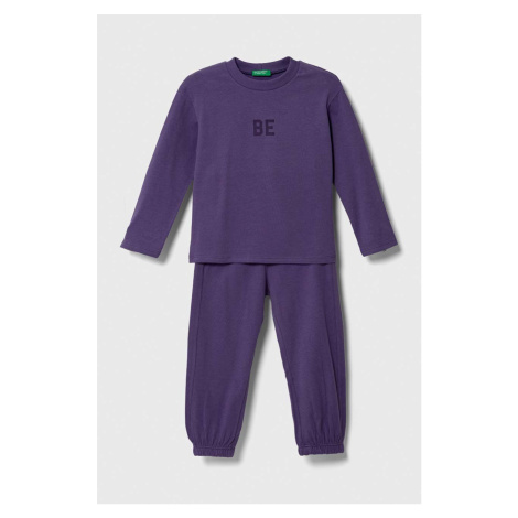 Dětské pyžamo United Colors of Benetton fialová barva, s potiskem