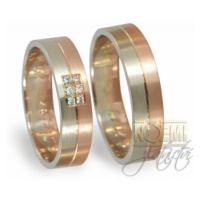 Snubní prsteny červenobílé zlaté 0103 + DÁREK ZDARMA