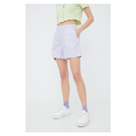 Bavlněné šortky Noisy May dámské, fialová barva, hladké, high waist