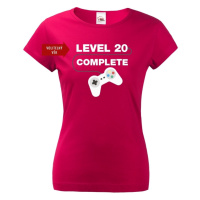 Dámské tričko k 20. narozeninám - Level complete - s věkem na přání
