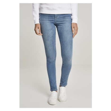Ladies High Waist Skinny Jeans - tinted midblue washed Urban Classics