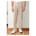 Trendyol Beige Pleated Classic Baggy Fit Fabric Trousers