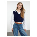 Trendyol Navy Blue Crop V-Neck Knitwear Sweater