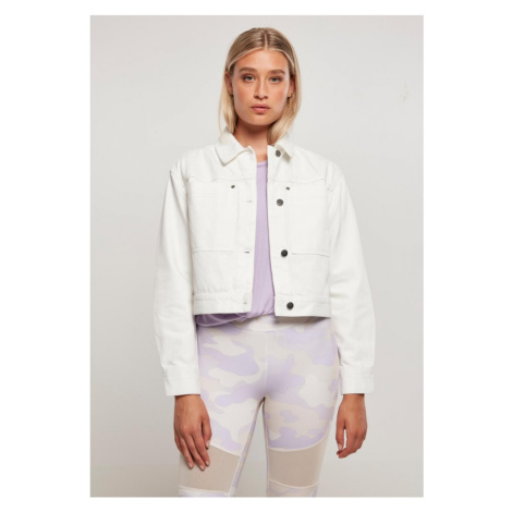 Ladies Short Boxy Worker Jacket - white Urban Classics