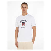 Bílé pánské tričko Tommy Hilfiger Curved Monogram Tee - Pánské