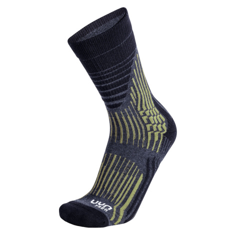 UYN Cyklistické ponožky klasické - TREKKING WAVE - černá/žlutá/šedá