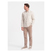 Men's REGULAR FIT cotton shirt with buttoned pockets - cream V1 OM-SHCS-0146