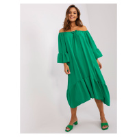 Zelené oversize midi šaty s volánem
