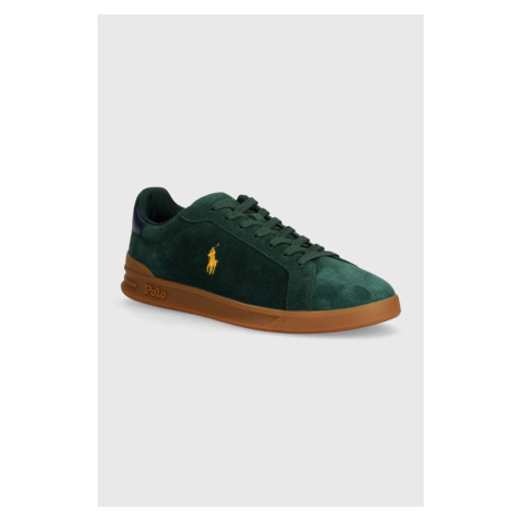 Semišové sneakers boty Polo Ralph Lauren Hrt Ct II zelená barva, 809940313002