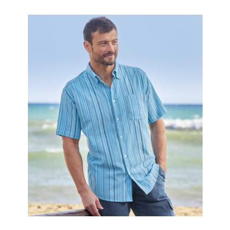 Košile Středozemní moře z modrého proužkovaného krepu